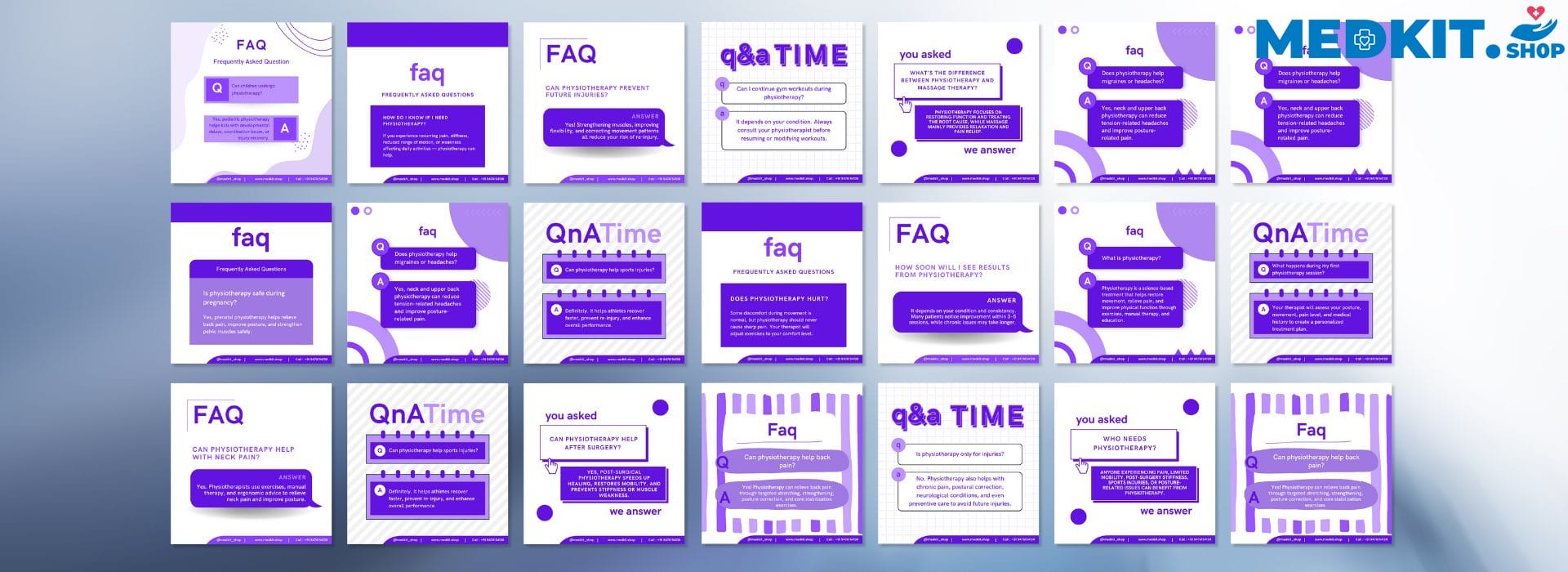 Physiotherapist Social Media Growth Template 27 FAQs Posts