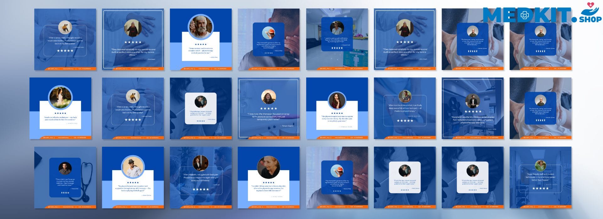 Physiotherapist Social Media Growth Template 26 Review Posts